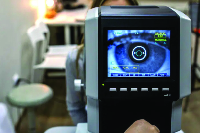 Imagery of pre-testing of an eye exam
